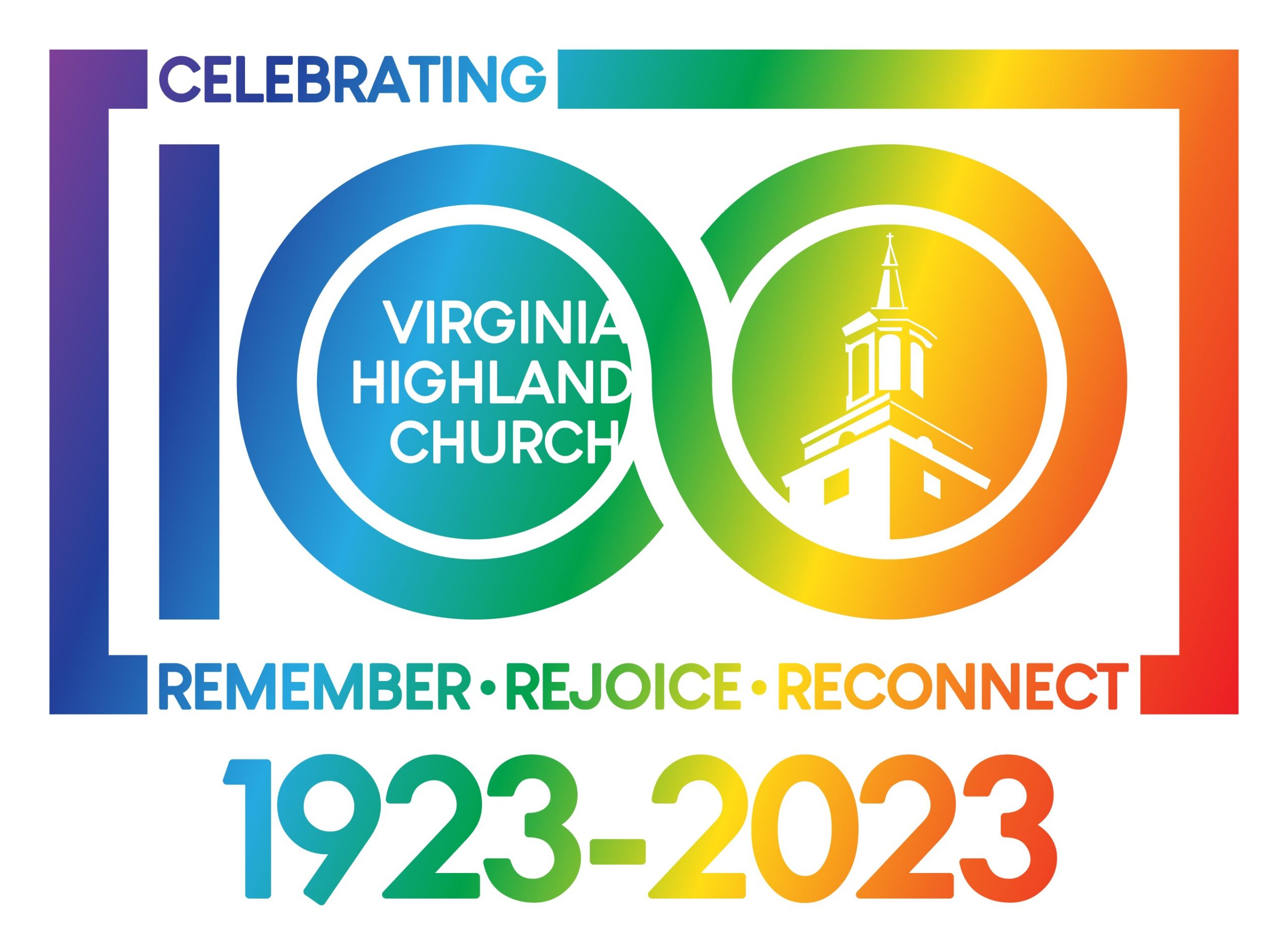 Virginia-Highland Church logo celebrating 100 years of ministry.